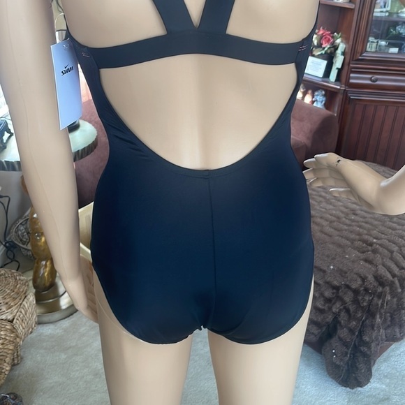 Brand New Nike Black & Pink Racerback One-Piece Sport Colorblock Swimsuit - Picture 10 of 14